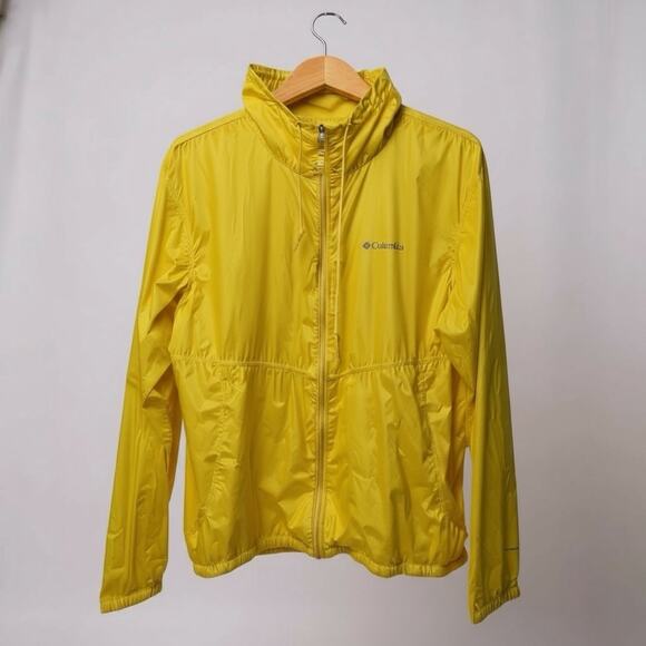 Columbia Womens Omni Heat Windbreaker Yellow Nylon Jacket Outdoors Hiking Large - Picture 2 of 7